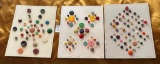 LOT OF 3 - VARIOUS COLORS BUTTON CARD DISPLAYS