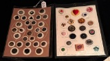 LOT OF 2 - METAL, CELLULOID, BONE & MORE BUTTON DISPLAY CARDS