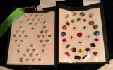 LOT OF 2 - OPAQUE SOLID WHITE W/PICTORIALS & SPECIAL TO ART DECO BUTTON DISPLAY CARDS W/ RIBBON