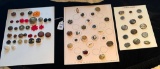 LOT OF 3 - MOTHER/DAUGHTER, SHELL IN METAL & MORE BUTTON DISPLAY CARDS