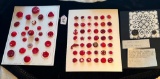 LOT OF 3 - RED CELLULOID & LOHENGRIN'S FAREWELL BUTTON DISPLAY CARDS
