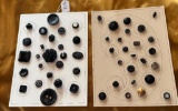 LOT OF 2 - VINTAGE GLASS & MORE BLACK BUTTON DISPLAY CARDS