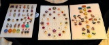 LOT OF 3 - CHARACTERS, FLOWERS & MORE BUTTON DISPLAY CARDS