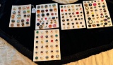 LOT OF 5 - ASSORTED MATERIAL BUTTON DISPLAY CARDS