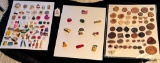 LOT OF 3 - CERAMIC, WOOD & PLASTIC BUTTON DISPLAY CARDS