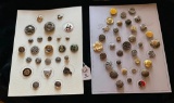 LOT OF 2 - METAL, ENAMEL, PEWTER & MORE BUTTON DISPLAY CARDS