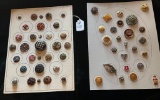 LOT OF 2 - METAL, ENAMEL, OPENWORK & MORE BUTTON DISPLAY CARDS