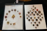 LOT OF 2 - METAL, ENAMEL, PEWTER & MORE BUTTON DISPLAY CARDS