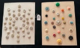 LOT OF 2 VINTAGE WHITE, OFF-WHITE & PIERCED BUTTON DISPLAY CARDS