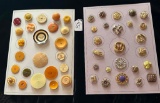 LOT OF 2 - METALIZED PLASTIC & CELLULOID BUTTON DISPLAY CARDS