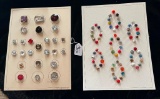 LOT OF 2 - GLASS & PLASTIC SILVERBACK BUTTON DISPLAY CARDS