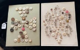 LOT OF 2 - SHELL & GLASS BUTTON DISPLAY CARDS