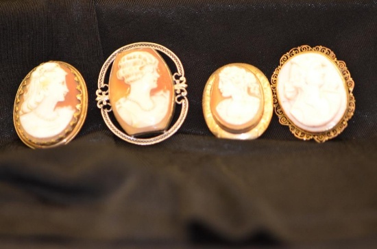 (4) Unmarked Cameo Broaches