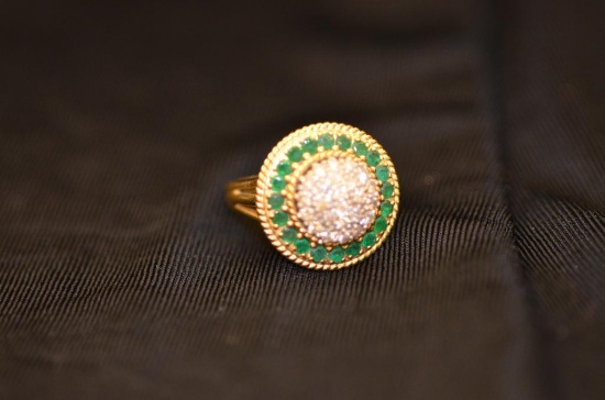 18k gold ring w/jewels, 9.66 grams