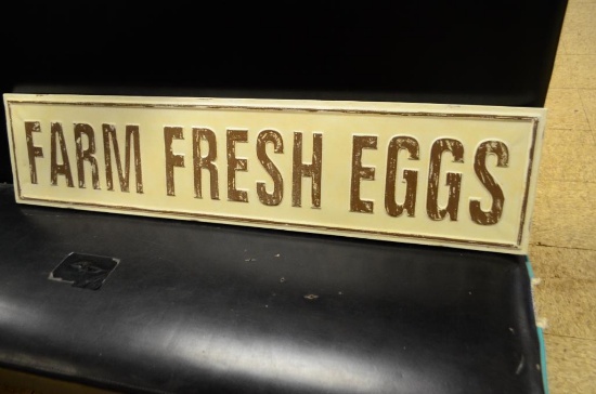 42 in. x 10 in. Farm Fresh Eggs newer metal sign