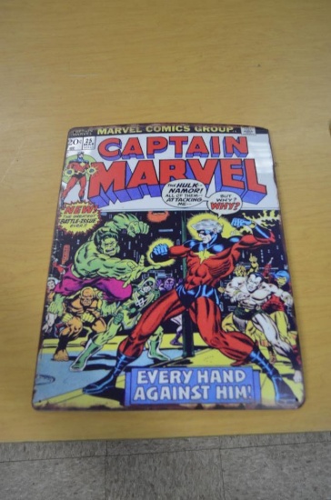 16 in. x 12 in. Captain Marvel Modern metal sign