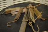 Quantity of vintage hanging scales