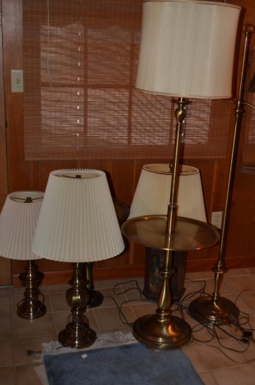Large quantity of table & floor lamps