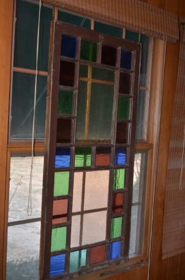 52 in. x 25 in. stain glass window