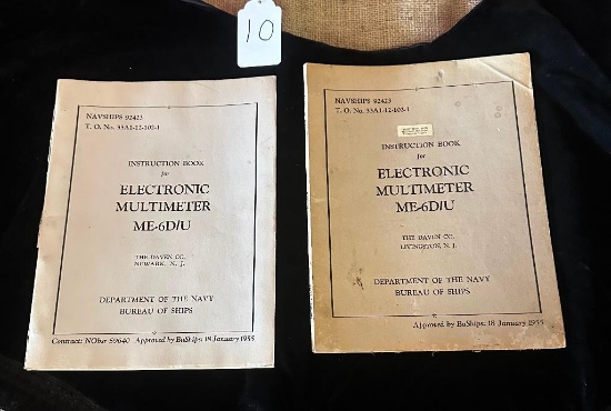 LOT OF 2 - INSTRUCTION BOOK ELECTRONIC MULTIMETER ME-6D/U DEPARTMENT OF THE NAVY BUREAU OF SHIPS