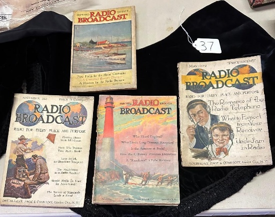 LOT OF 4 - RADIO BROADCAST MAGAZINES 1920S