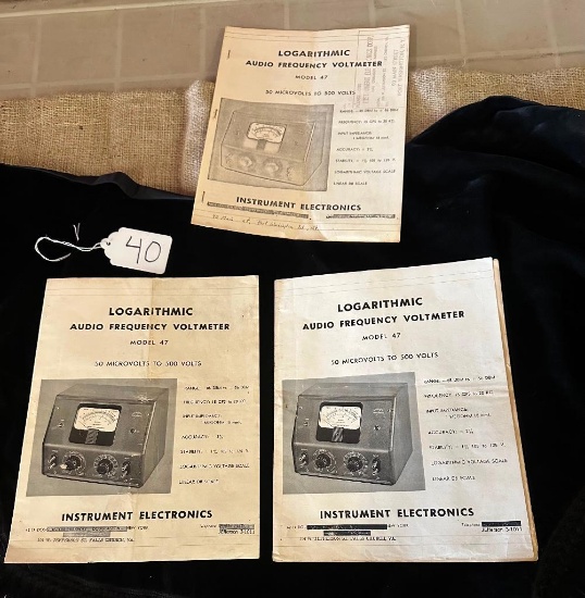 LOT OF 3 - LOGARITHMIC AUDIO FREQUENCY VOLTMETER MODEL 47 INSTRUMENT ELECTRONICS BOOKS