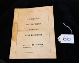 OPERATING INSTRUCTIONS MODEL 80 WIRE RECORDER WEBSTER CHICAGO