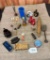 FLAT LOT OF - TINY IRON, BABY DOLL BOTTLES, VINTAGE ROGERS & SONS SPOON & MORE