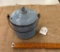 OLD LIGHT BLUE GRANITEWARE POT WITH LID