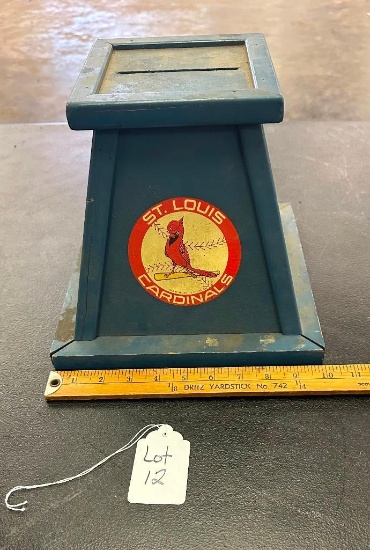 VINTAGE ST. LOUIS CARDINALS KHQA TV 7 WTAD CARDINAL TICKET GIVEAWAY QUINCY CONTEST BOX W/ ENTRIES