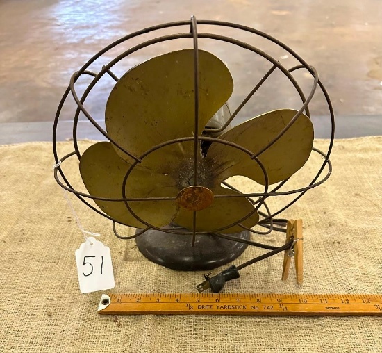 VINTAGE GE BRASS BLADED FAN