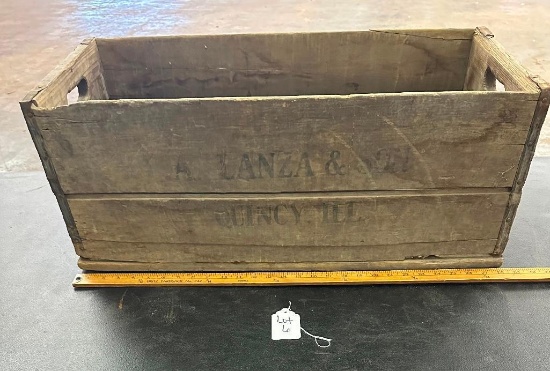 A. LANZA & SON QUINCY, ILL OLD WOODEN CRATE