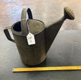 OLD VINTAGE WATERING CAN W/ BRASS SPRINKLER MARKED 12