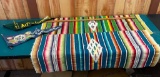 LOT OF OLD PENNANTS & 2 SERAPES - ONE SERAPE IS DAMAGED