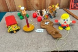 FLAT LOT OF VINTAGE FISHER PRICE PULL TOYS & MORE