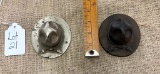 LOT OF 2 - VINTAGE ARMY HAT PAPERWEIGHTS CAST IRON & METAL