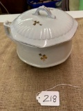 TEA LEAF IRONSTONE CHAMBER POT - SOME FADING OF GOLD