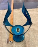 VINTAGE HANOVA BLUE ENAMEL CANDLE HOLDER W/ STICKER