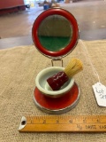 SMALL VINTAGE SHAVING MIRROR KIT W/ BRUSH MADE IN GERMANY