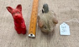 LOT OF 2 - TERRIER DOG MARKED MADE IN JAPAN & CLAY PIG BANK MADE IN MEXICO - DOG IS CHIPPED