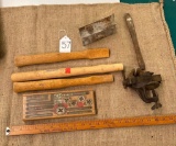 LOT OF HAND TOOLS & HANDLES