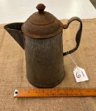 OLD GRAY GRANITEWARE COFFEE POT