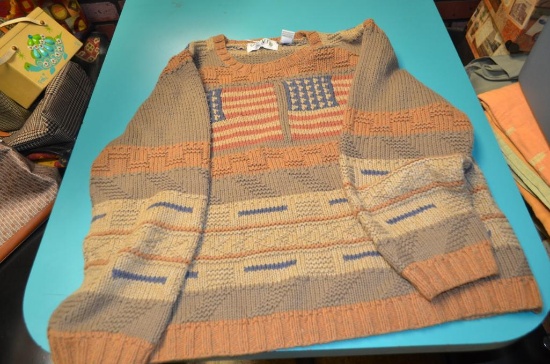 Orvis 100% cotton American Flag knitted sweater