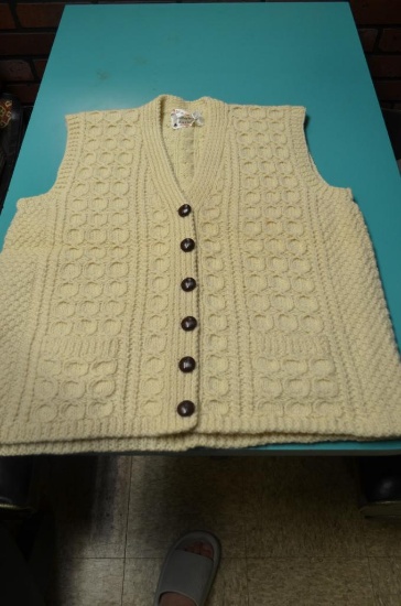 Purple heather handknit Pure wool cream colored vest