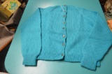 Vintage ladies sweater with horse riding scene buttons