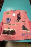 Ralph Lauren Wool Hand knitted Sweater Pink Vest Skis