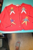 Bechamel Cotton, red with scarecrows sweater
