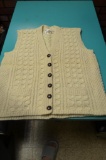 Purple heather handknit Pure wool cream colored vest