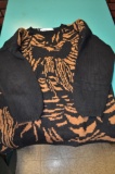 Adrienne Vittadini Cotton knitted black and brown sweater with shoulder pads