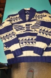 Ralph Lauren Wool hand knitted sweater blue and white with bird design
